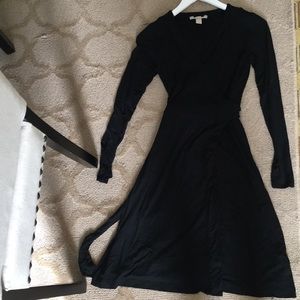 Black long sleeve wrap dress